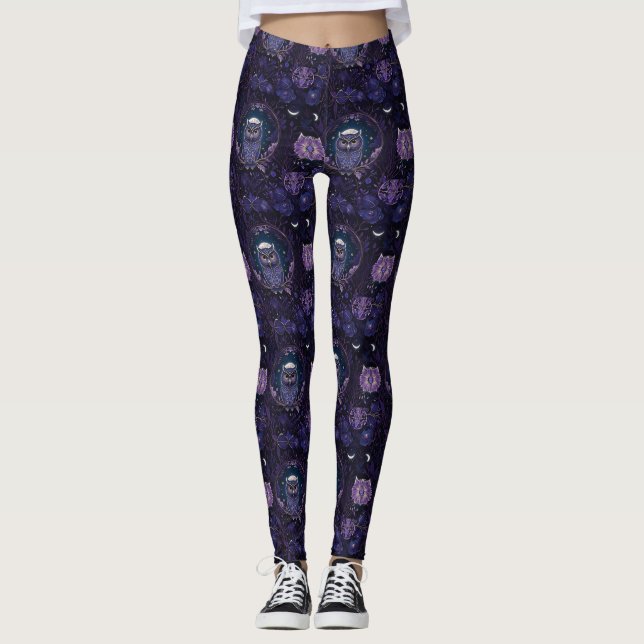 Mystical Owl Forest Leggings (Front)
