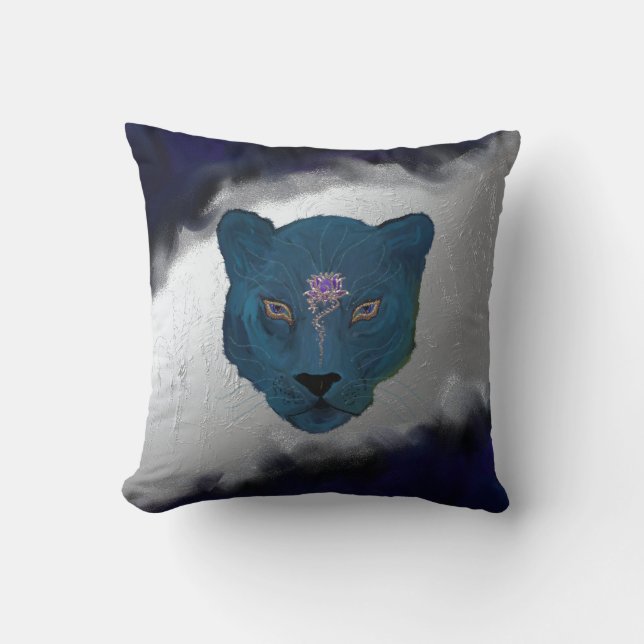 Mystical Panther with Geode Throw Pillow (Front)