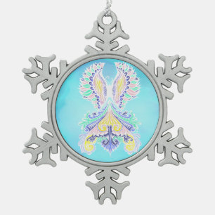 Mystical Pastel Butterfly   Ethereal Boho Fantasy  Snowflake Pewter Christmas Ornament