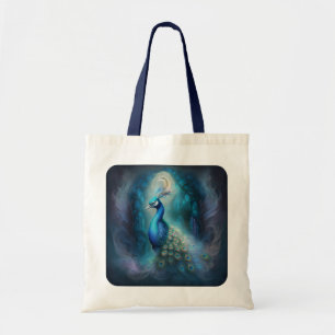 Mystical Peacock in Enchanted Forest Tote Bag