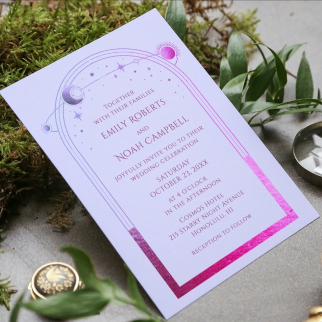 Mystical Pink Blue Sun Star Moon Astronomy Space Invitation (Creator Uploaded)