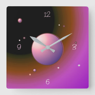 Mystical Pink moon with Planets >Wall Clock