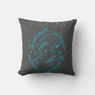 Mystical Pisces Zodiac Sign Design:Dreamy Soul Throw Pillow