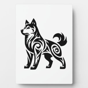 Mystical Powerful Tribal Husky Dog Plaque