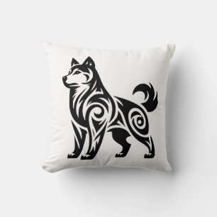 Mystical Powerful Tribal Husky Dog Throw Pillow