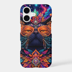Mystical Psychedelic Cat Mandala Colourful Boho Ph