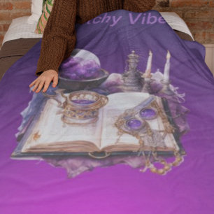 Mystical Purple Crystal and Tarot Inspired Design  Fleece Blanket