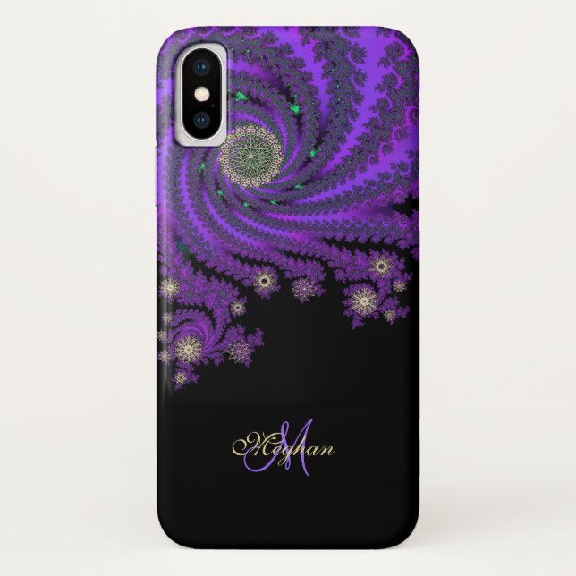 Mystical Purple Personalized Fractal iPhone X Case (Back)
