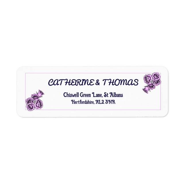 Mystical Purple Rose Wedding Return Address Labels (Devant)