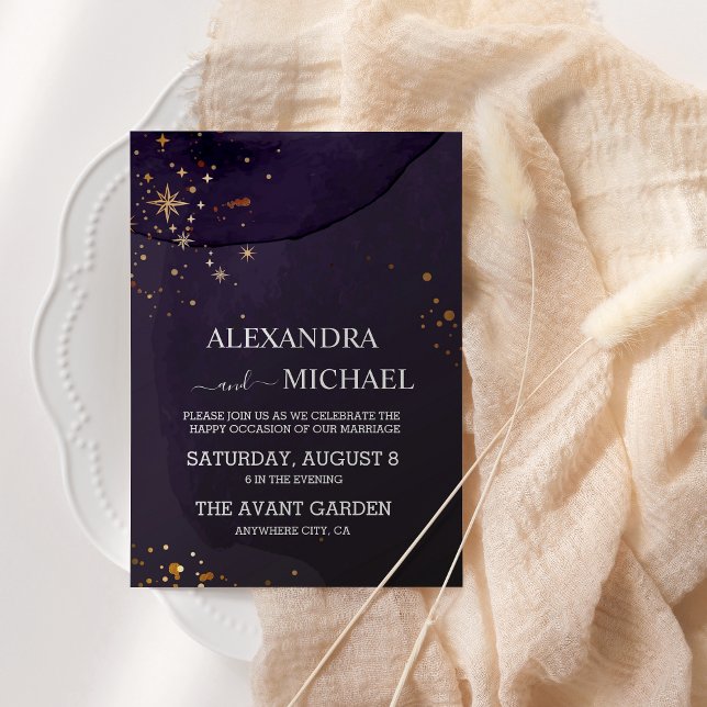  Mystical Purple Sun Moon Wedding Invitation (Creator Uploaded)