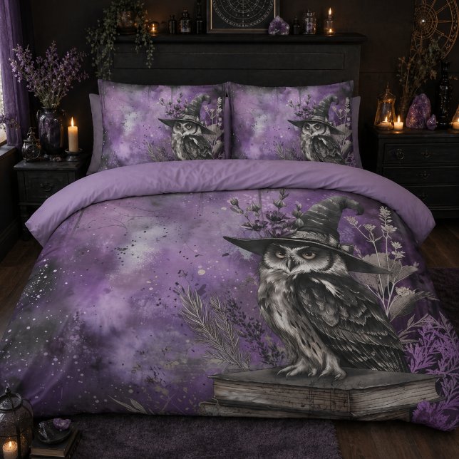 Mystical Purple Witchy Owl Art Pillowcase (Creator Uploaded)