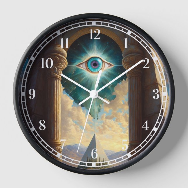 Mystical Pyramid Eye Art Clock (Front)
