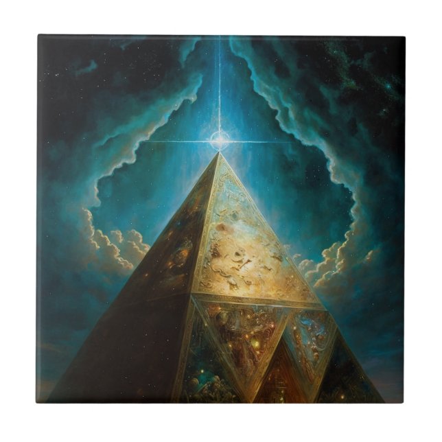 Mystical Pyramid Visionary Art Tile (Front)