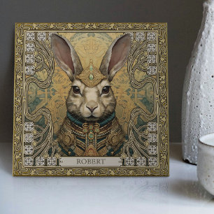Mystical Rabbit Spirit Tribal Adornments Tile