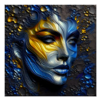 Mystical Radiance - An Embossed Female Face