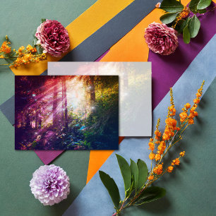 Mystical Rainbow Forest Woodlands Artistic Card