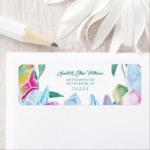 Mystical Rainbow Gem & Leaf Return Address Label