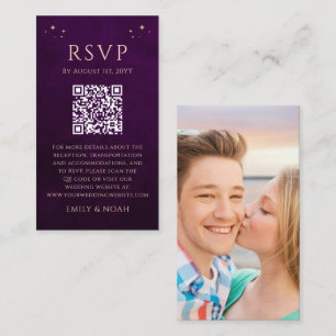 Mystical Rainbow Plum Budget QR Code RSVP Photo Enclosure Card