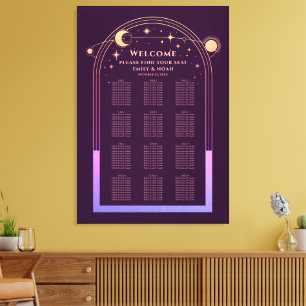 Mystical Rainbow Plum Sun Moon Stars Wedding Canvas Print