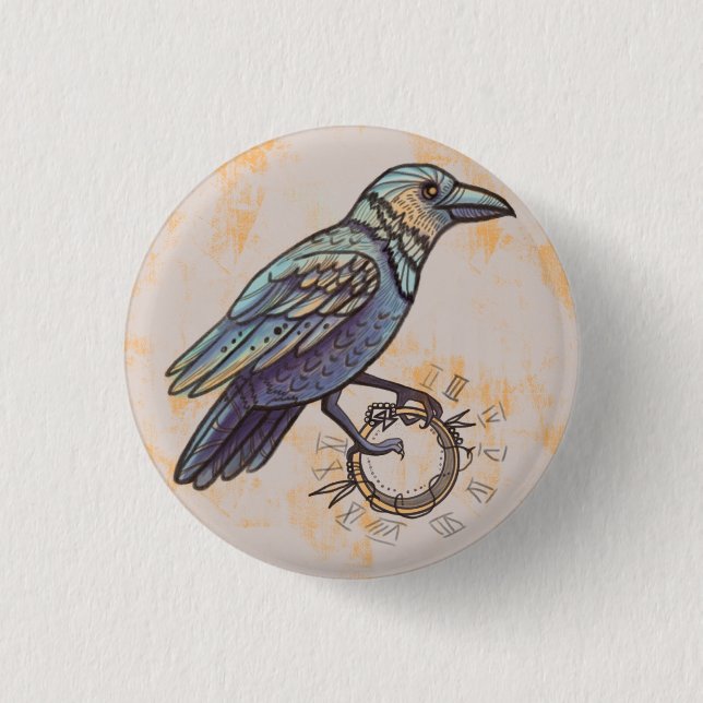 mystical raven  1 inch round button (Front)