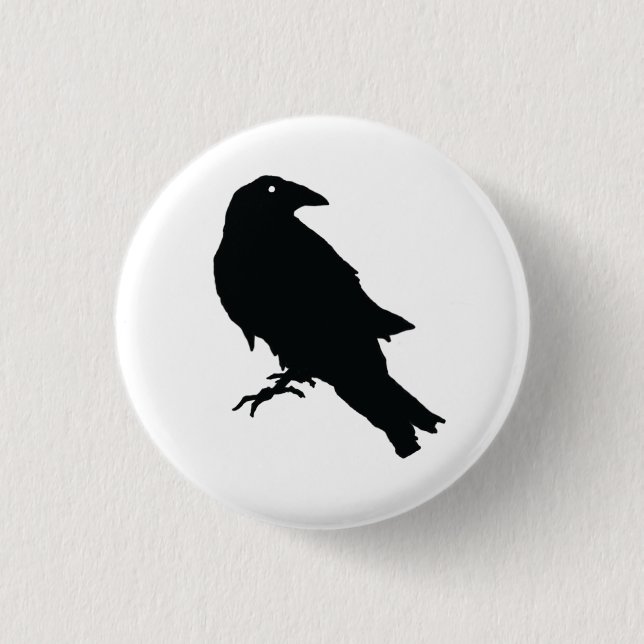 Mystical Raven Button Pin: Embrace Elegance and En (Front)