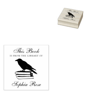 Mystical Raven Fantasy Book Rubber Stamp