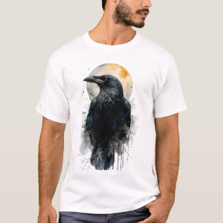 Mystical Raven Watercolor Art | Gothic Moon Crow I T-Shirt