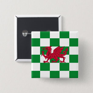 Mystical Red Celtic Dragon Flag of Wales 2 Inch Square Button