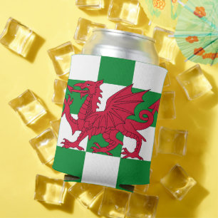 Mystical Red Celtic Dragon Flag of Wales Can Cooler