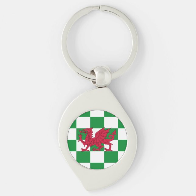 Mystical Red Celtic Dragon Flag of Wales Keychain (Front)