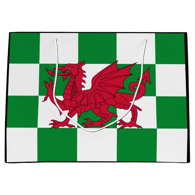 Mystical Red Celtic Dragon Flag of Wales Large Gift Bag (Front)