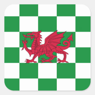 Mystical Red Celtic Dragon Flag of Wales Square Sticker