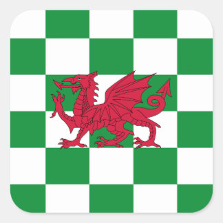 Mystical Red Celtic Dragon Flag of Wales Square Sticker
