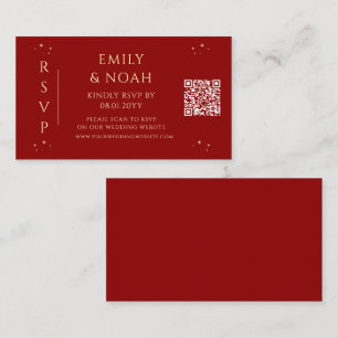 Mystical Red Gold Budget QR Code RSVP Enclosure Card