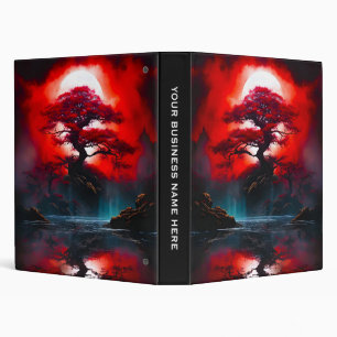 Mystical Red Tree Under Full Moon Binder