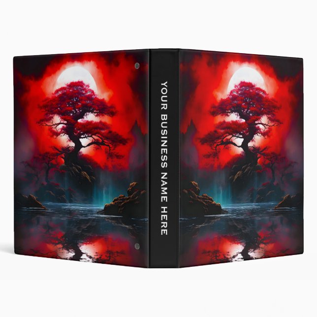 Mystical Red Tree Under Full Moon Binder (Background)