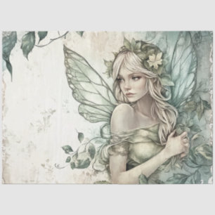 Mystical Sage Green Fairy Decoupage  Tissue Paper