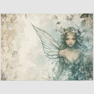 Mystical Sage Green Fairy Decoupage  Tissue Paper