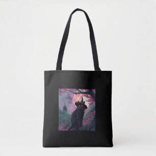 Mystical Sakura Black Cat Witch Hat for Halloween Tote Bag