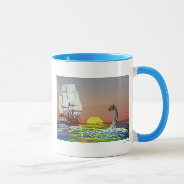 Mystical Sea Dragon & Ship Mug by Lang Solurson (Right)