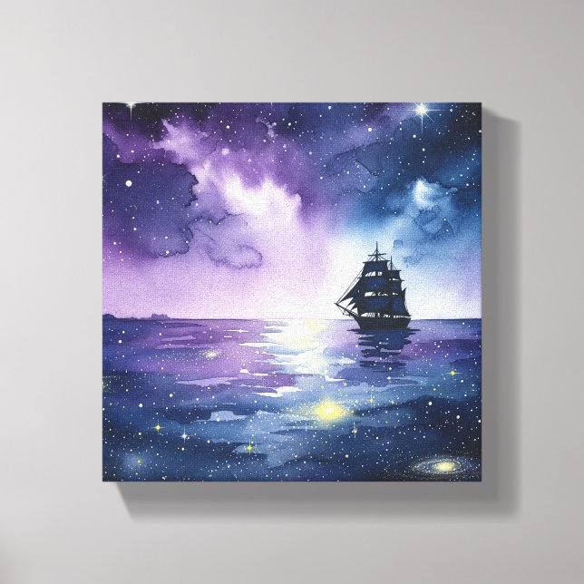 Mystical Ship Canvas Wall Art – Sailing Across Sta (Front)