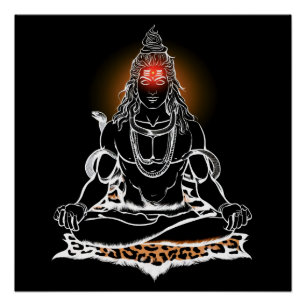 Mystical Shiva Meditation: Divine Line Art Poster