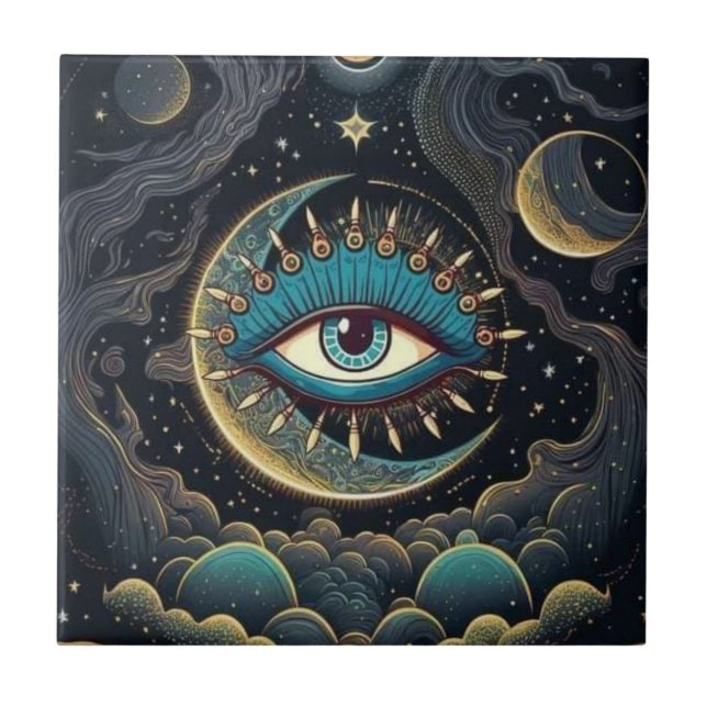 Mystical Single Eye in the Galaxy Ceramic Tiles (Front)