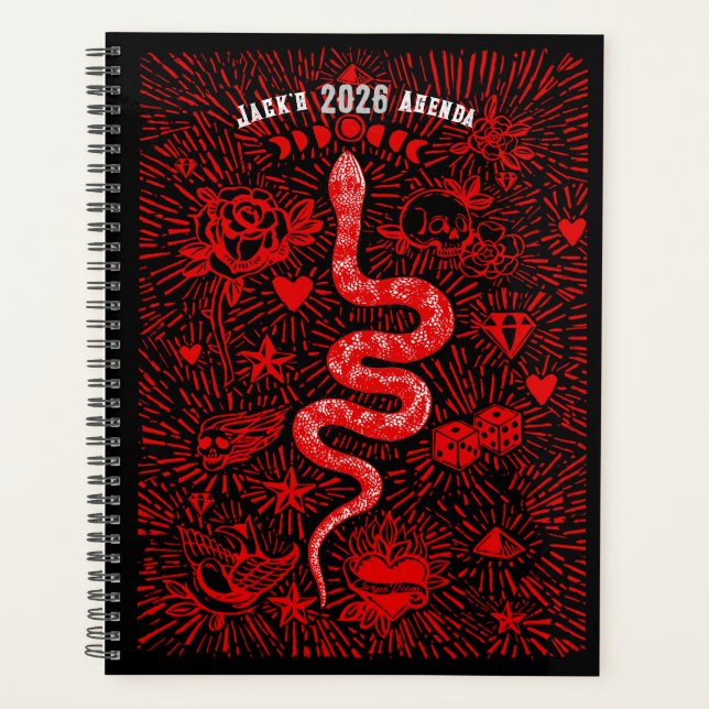 Mystical Snake Folk Art Day Planner 2026 (Devant)