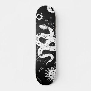 Mystical snake moon & stars skateboard