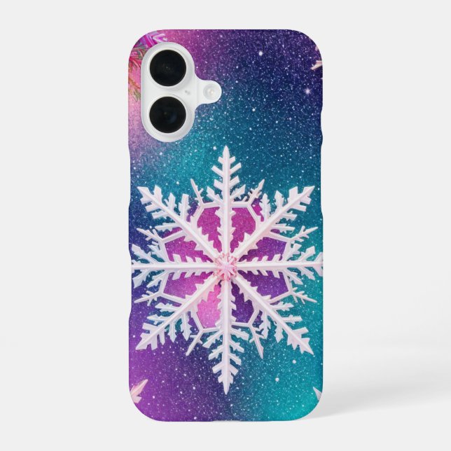 Mystical Snowflake and Cosmic Glow Phone Case (Back)