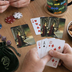 Mystical Sorceress Wolf Guardian Stone Portal Playing Cards