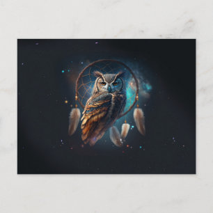 Mystical Space Owl with Dreamcatcher Art        Postcard