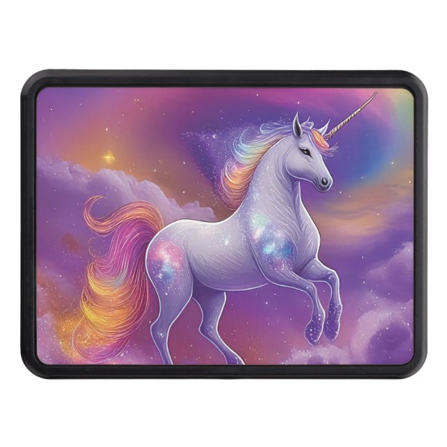 Mystical Sparkle Fantasy Unicorn Nonbinary Truck Trailer Hitch Cover (Front)