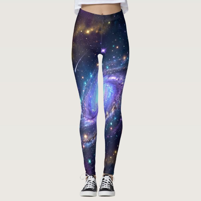 Mystical Spiral Galaxy Space Art Leggings (Front)